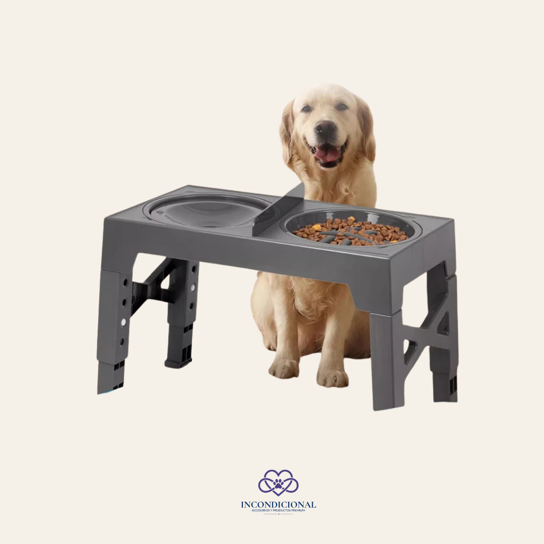 Comedero Elevado con Altura Regulable y Bol Antiengulle para Perros Medianos y Grandes
