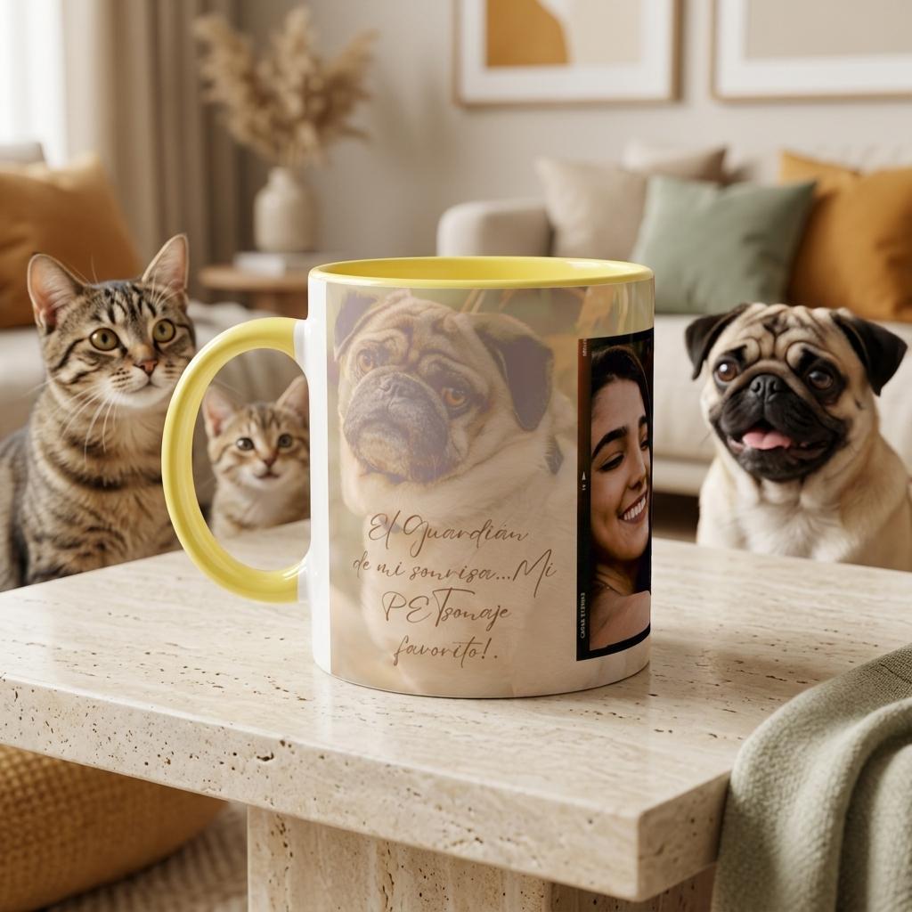 Taza personalizada, animales felices