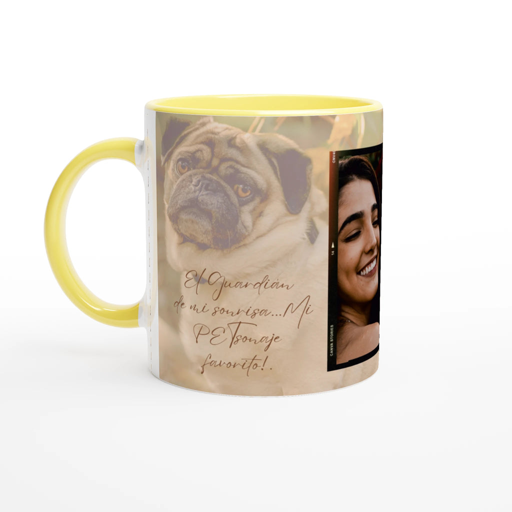 Taza amarilla personalizada perro