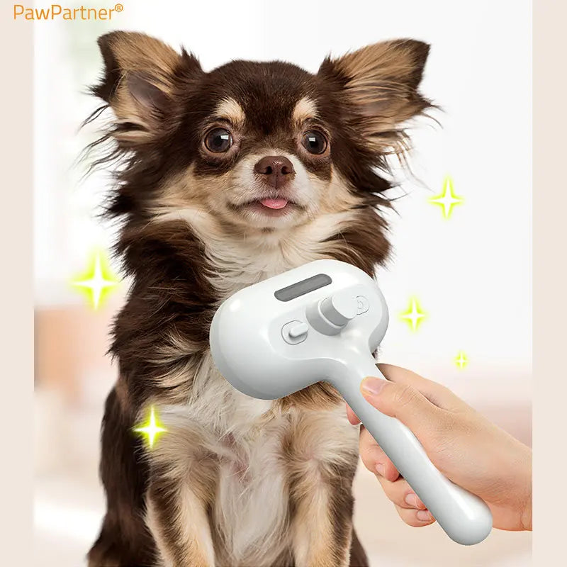Cepillo Vaporizador para Perros y Gatos con Peine Antiestático y Limpieza Automática | Incondicional