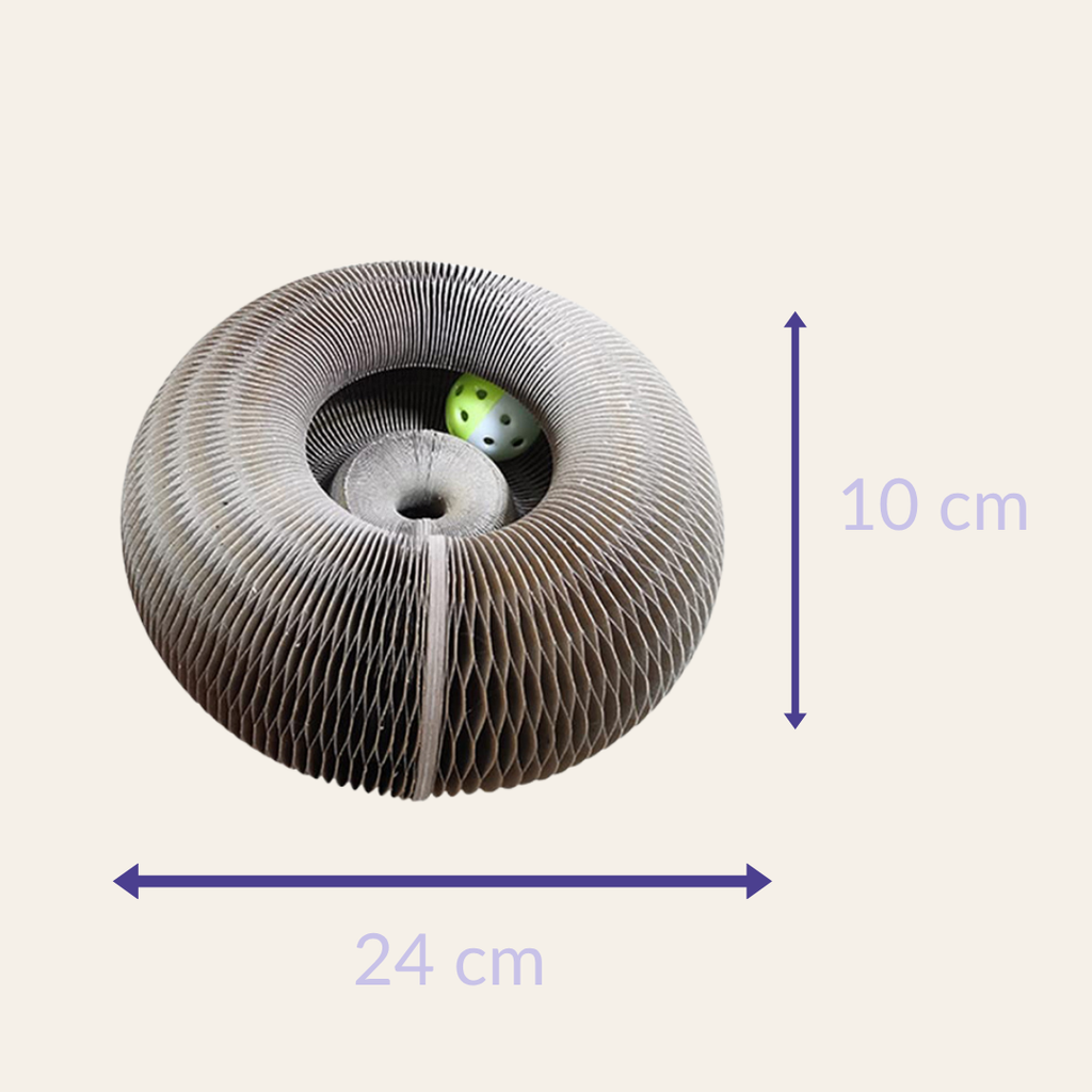 Rascador para gatos con campana y juguete yo-yo — tablero honeycomb