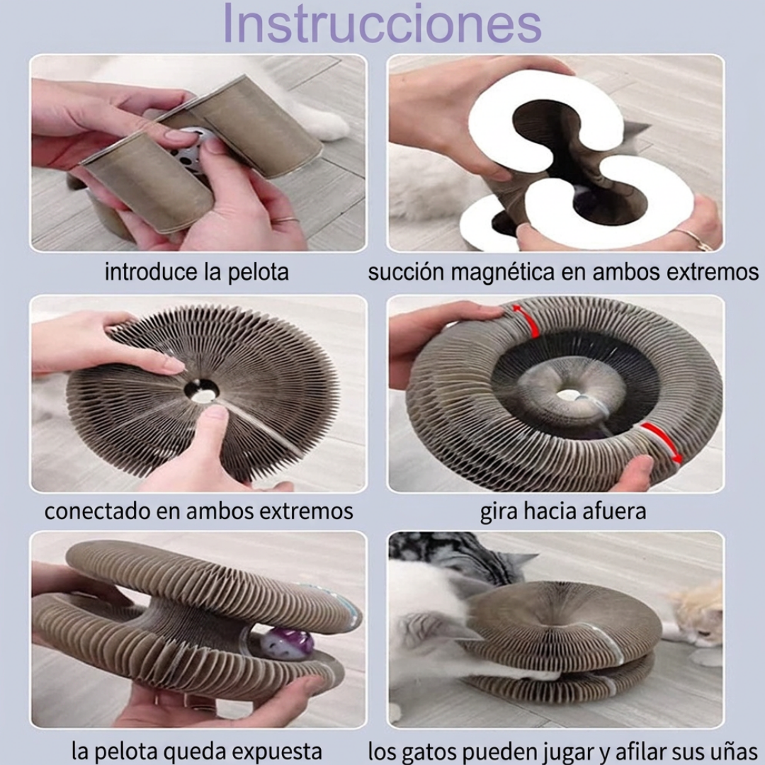 Rascador para gatos con campana y juguete yo-yo — tablero honeycomb