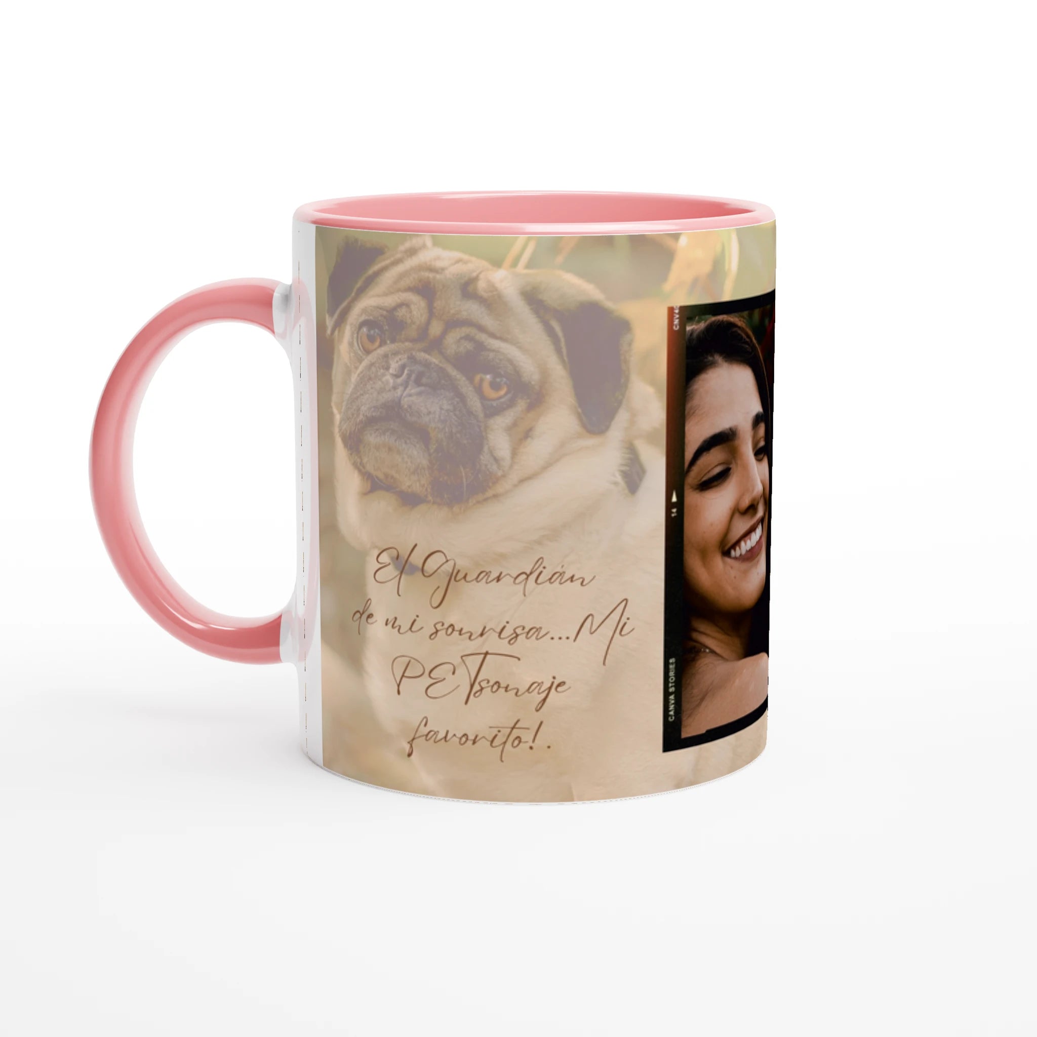 Taza rosa personalizada perro