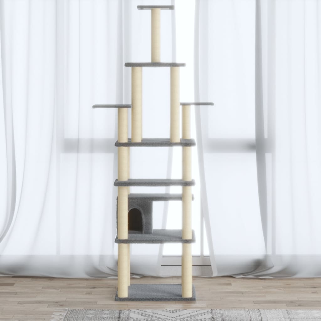 Vidaxl cat scratching post with sisal scratching posts 183 cm light gray