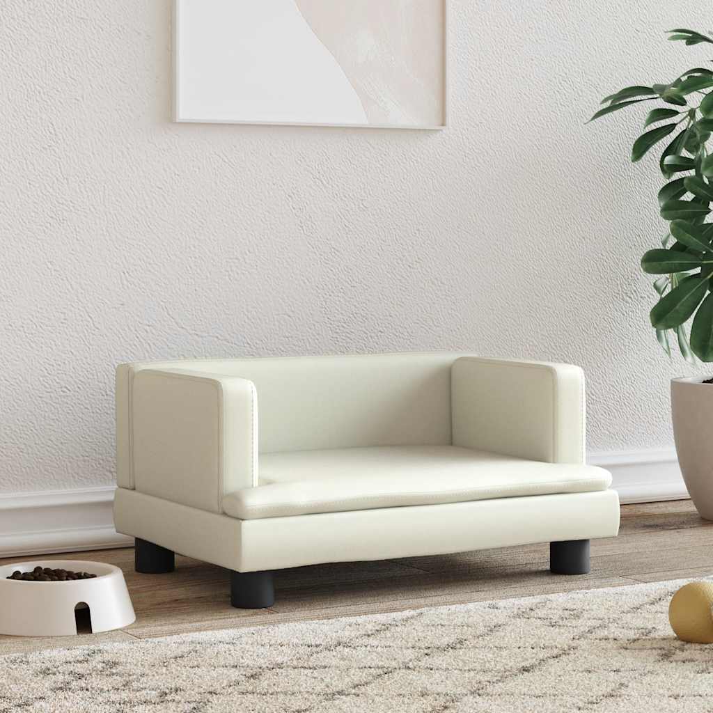 Sofá cama para perro en cuero sintético crema 60x40x30 cm