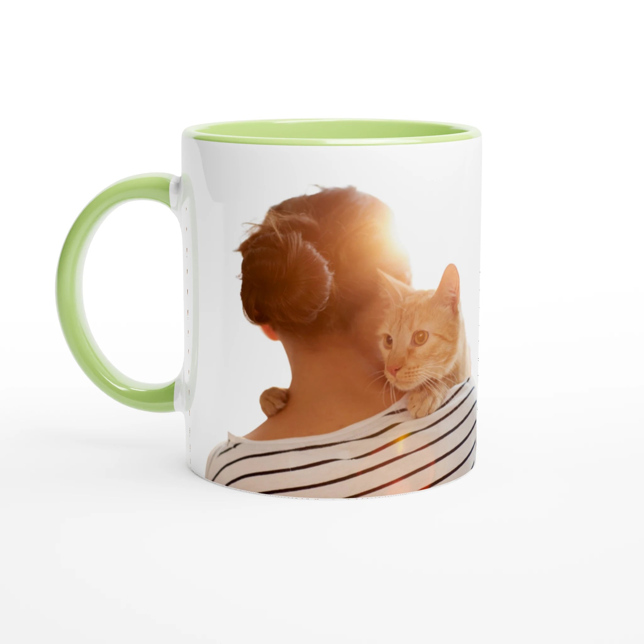 Taza verde personalizada gato