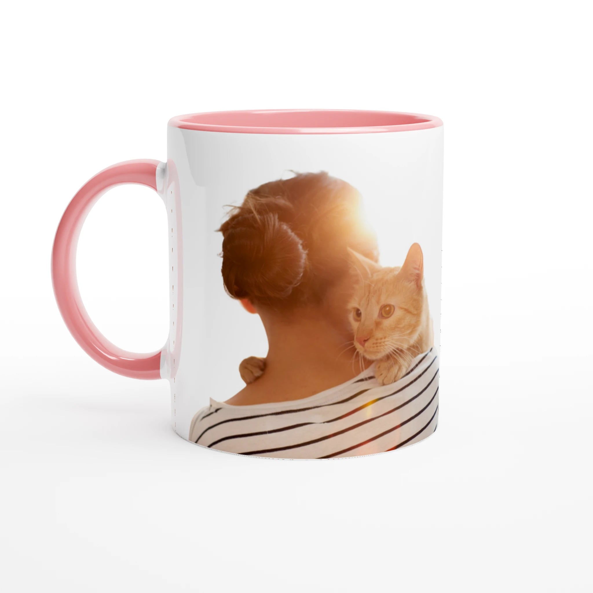 Taza rosa personalizada gato