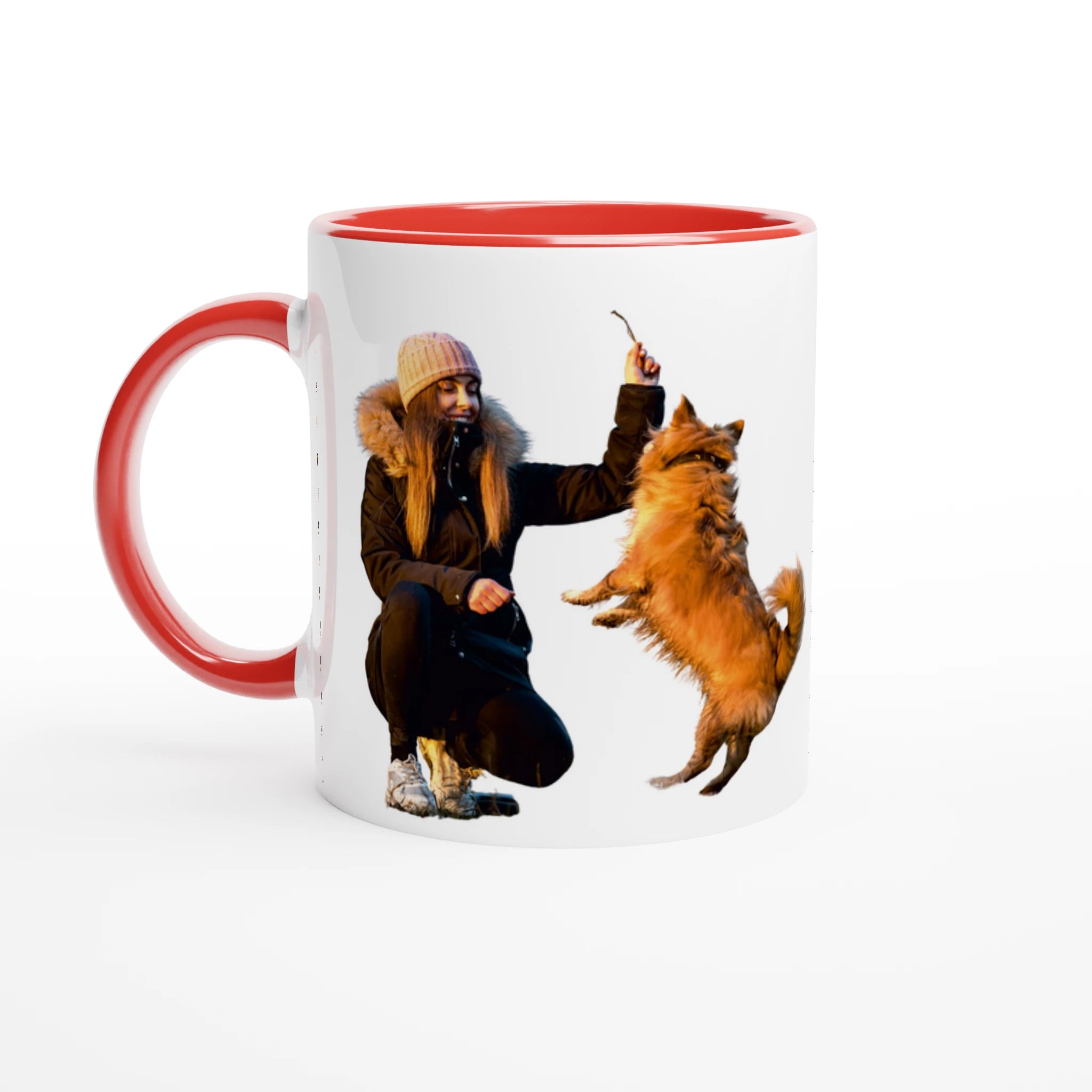 Taza roja personalizada perro